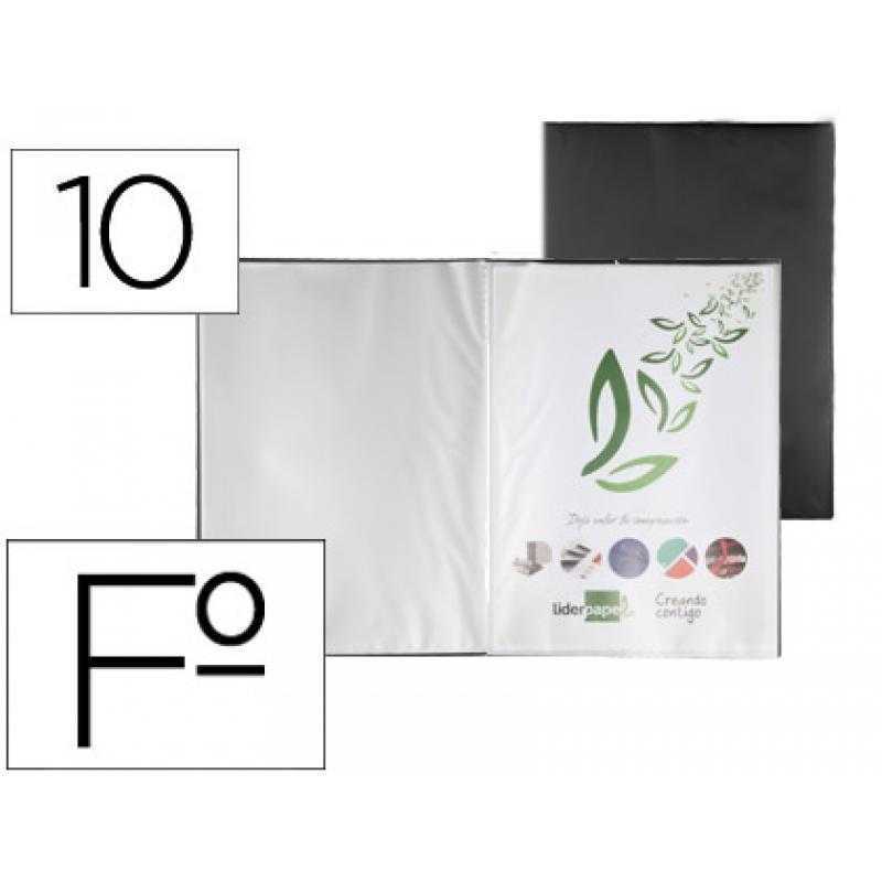 Carpeta liderpapel escaparate 10 fundas pvc folio negro