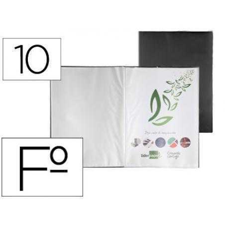 Carpeta liderpapel escaparate 10 fundas pvc folio negro