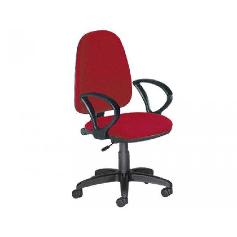 Silla rocada con brazos color burdeos diametro base 610 mm respaldo de 490 mm x 420 mm