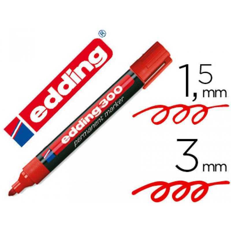 Rotulador edding marcador permanente 300 rojo punta redonda 1,5-3 mm recargable