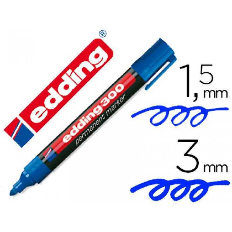 Rotulador edding marcador permanente 300 azul punta redonda 1,5-3 mm recargable