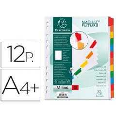Separador exacompta cartulina juego de 12 separadores din a4+ multitaladro color blanco