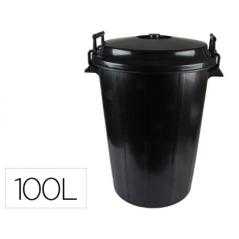 Cubo de basura con tapa negro 100 l para bolsas 85x105 cm