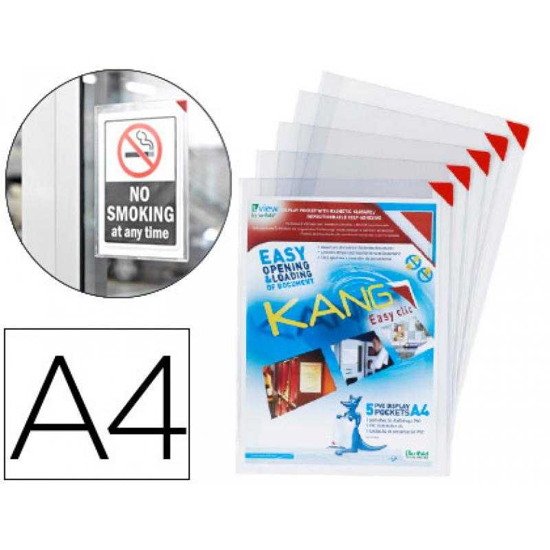 Funda de presentación tarifold adhesiva removible din a4 con esquina magnética capacidad para 10 hojas pack 5 unidades