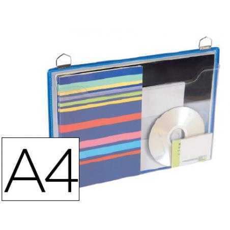 Funda para colgar tarifold din a4 anilla metálica formato horizontal pack de 5 unidades color azul