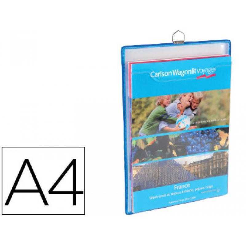 Funda para colgar tarifold din a4 anilla metálica formato vertical pack de 5 5 unidades color azul