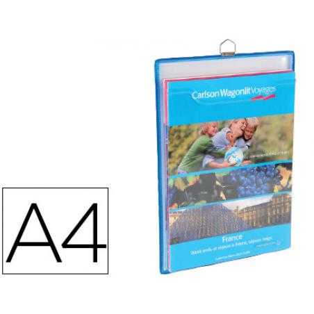 Funda para colgar tarifold din a4 anilla metálica formato vertical pack de 5 5 unidades color azul