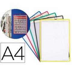 Funda para colgar tarifold din a4 anilla metálica ideal para pizarras de corcho pack de 5 unidades colores surtidos