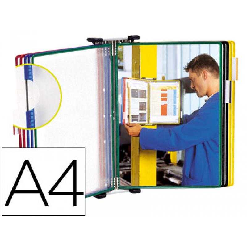 Portacatalogo de pared metélico tarifold con 10 fundas din-a4 colores surtidos