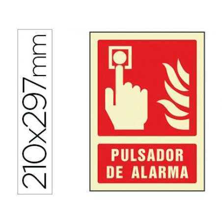 Pictograma syssa señal de pulsador de alarma en pvc fotoluminiscente 210x297 mm
