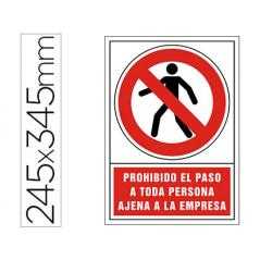 Pictograma syssa señal de prohibicion prohibido el paso a toda persona ajena a la empresa en pvc 245x345 mm