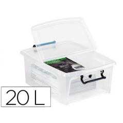 Contenedor plastico cep 20 litros 190x460x170 mm transparente con tapa y cierre hermetico