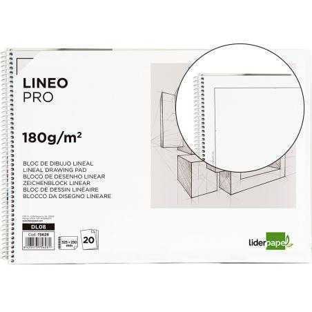 Bloc dibujo liderpapel lineal espiral 230x325mm 20 hojas 180 gr/m2 con recuadro perforado