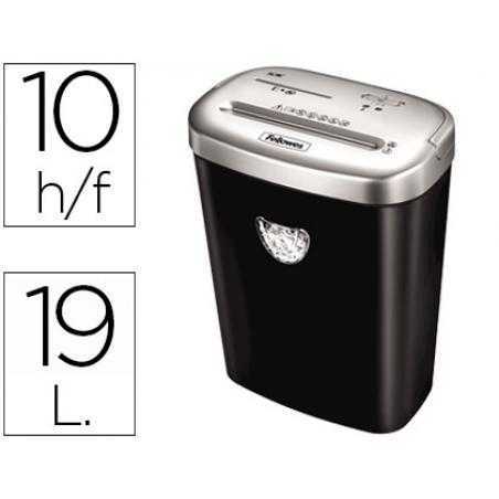 Destructora de documentos fellowes 53c capacidad de corte 10 hojas destruye grapasclips tarjetas y cd 23 litros