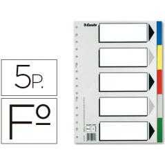 Separador esselte plastico juego de 5 separadores folio con 5 colores multitaladro