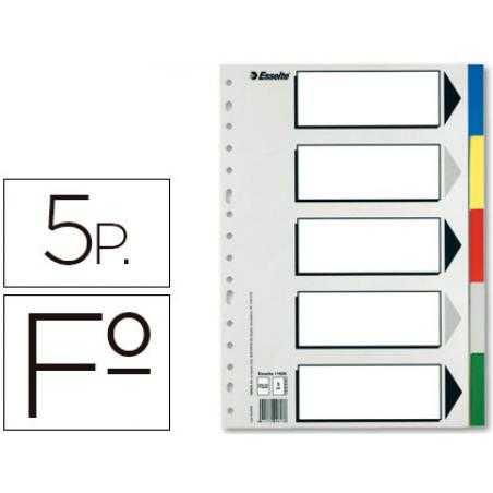 Separador esselte plastico juego de 5 separadores folio con 5 colores multitaladro