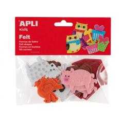 Figura de fieltro apli con forma de animales bolsa de 18 unidades