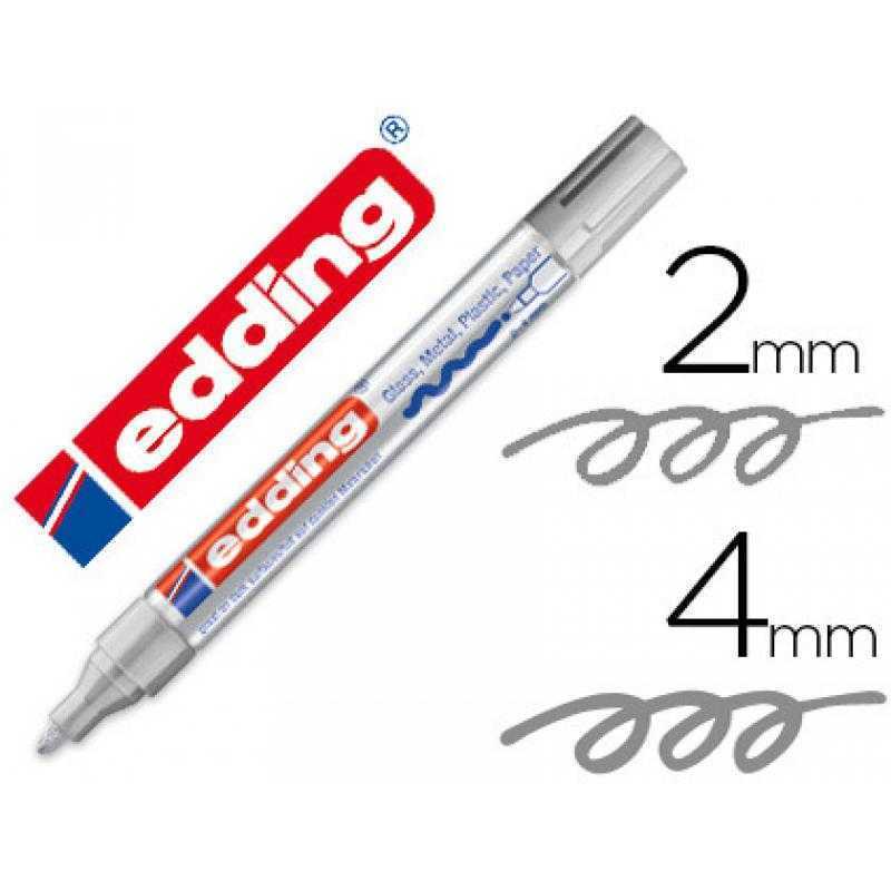 Rotulador edding punta fibra 750 plata punta redonda 2-4 mm