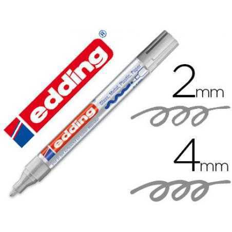 Rotulador edding punta fibra 750 plata punta redonda 2-4 mm
