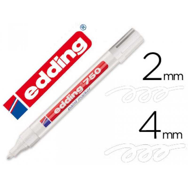 Rotulador edding punta fibra 750 blanco punta redonda 2-4 mm