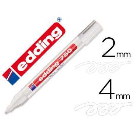 Rotulador edding punta fibra 750 blanco punta redonda 2-4 mm
