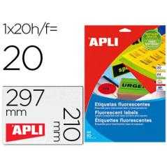 Etiqueta adhesiva apli 02879 210x297 mm para fotocopiadora láser caja con 20 hojas din a4 naranja