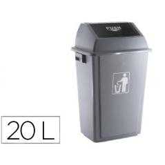Papelera contenedor q-connect plastico con tapa de balancin 20 litros gris 340x240x450 mm