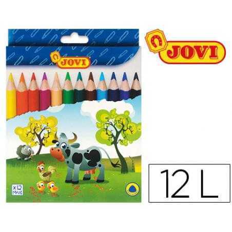 Lápices de colores jovi maxi triangulares estuche de 12 colores surtidos