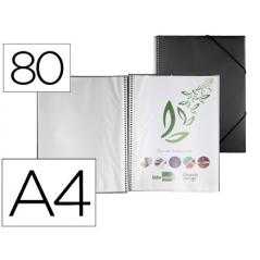 Carpeta liderpapel escaparate con espiral 80 fundas polipropileno din a4 negro