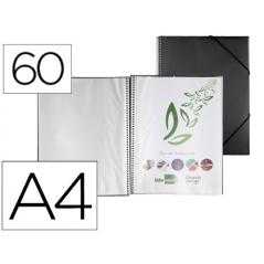 Carpeta liderpapel escaparate con espiral 60 fundas polipropileno din a4 negro