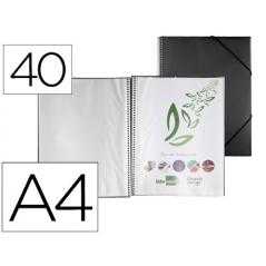 Carpeta liderpapel escaparate con espiral 40 fundas polipropileno din a4 negro