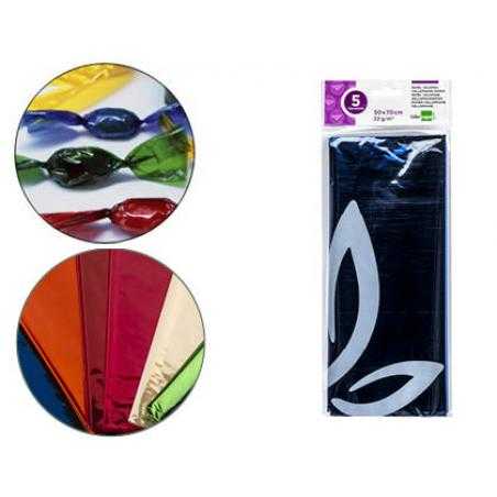 Papel celofán liderpapel 50x70 cm 22g/m2 bolsa de 5 hojas azul