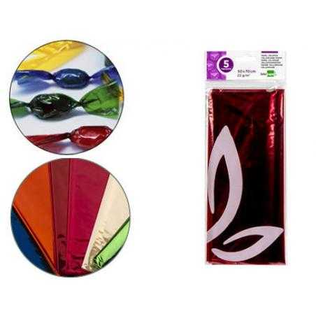 Papel celofán liderpapel 50x70 cm 22g/m2 bolsa de 5 hojas rojo