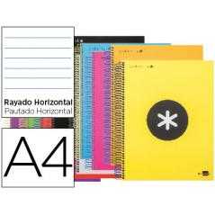 Cuaderno espiral a4 micro antartik tapa forrada 120h 90 gr horizontal 5 bandas 4 taladros colores surtidos