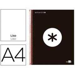 Cuaderno espiral a4 micro antartik tapa forrada 120h 90 gr liso con bandas 4 taladros color negro