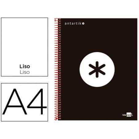 Cuaderno espiral a4 micro antartik tapa forrada 120h 90 gr liso con bandas 4 taladros color negro