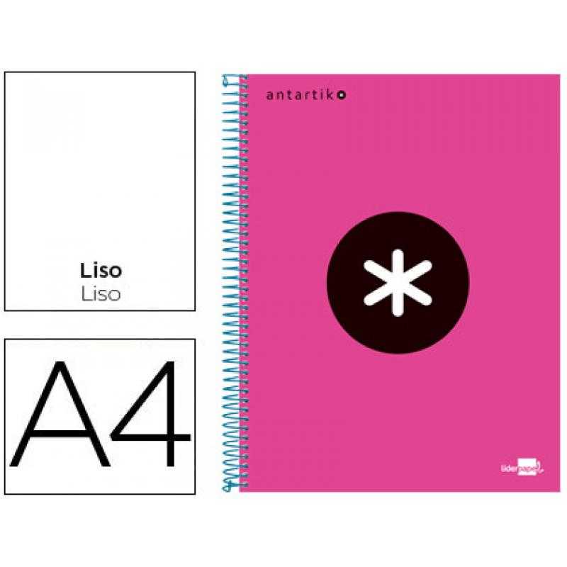 Cuaderno espiral a4 micro antartik tapa forrada 120h 90 gr liso con bandas 4 taladros color rosa fluor