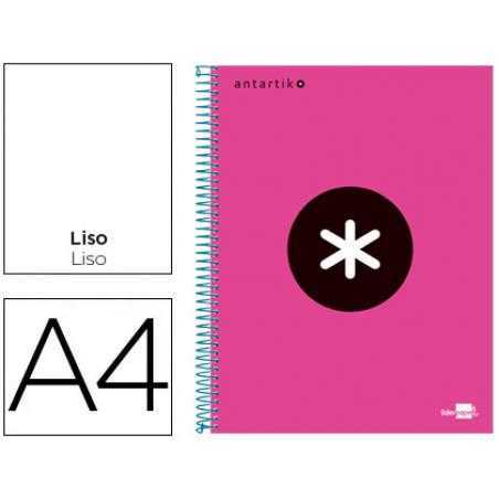 Cuaderno espiral a4 micro antartik tapa forrada 120h 90 gr liso con bandas 4 taladros color rosa fluor