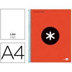 Cuaderno espiral a4 micro antartik tapa forrada 120h 90 gr liso con bandas 4 taladros color rojo