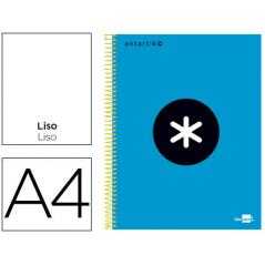 Cuaderno espiral a4 micro antartik tapa forrada 120h 90 gr liso con bandas 4 taladros color azul
