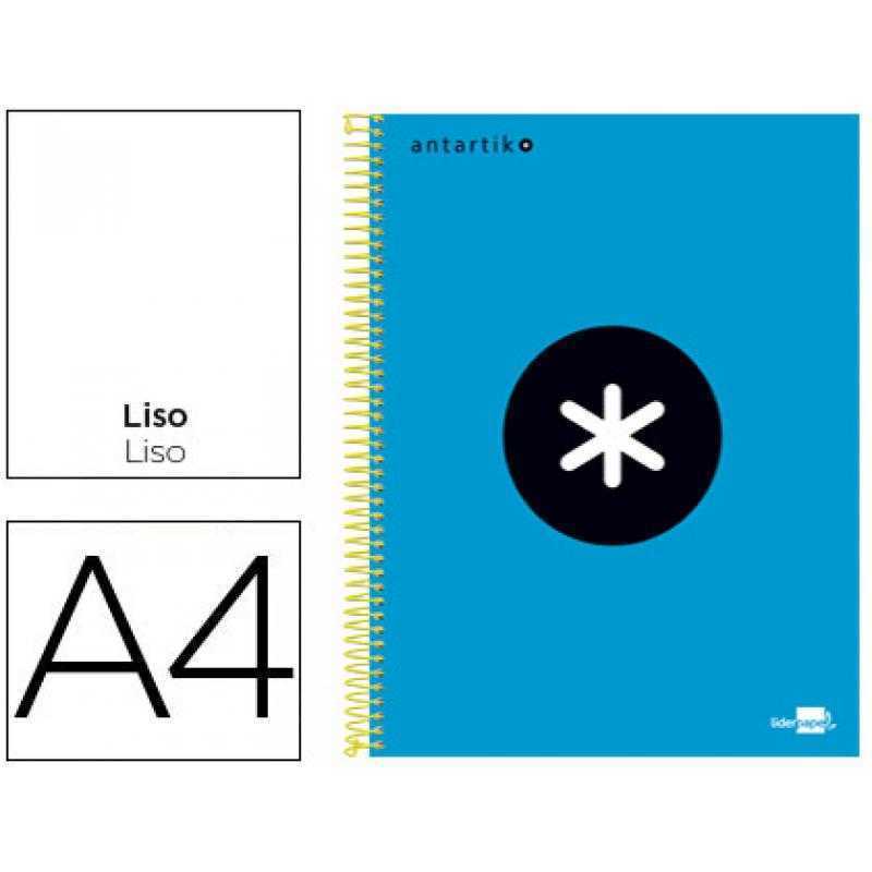 Cuaderno espiral a4 micro antartik tapa forrada 120h 90 gr liso con bandas 4 taladros color azul