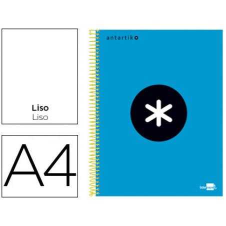 Cuaderno espiral a4 micro antartik tapa forrada 120h 90 gr liso con bandas 4 taladros color azul