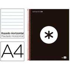 Cuaderno espiral a4 micro antartik tapa forrada 120h 90 gr horizontal 5 bandas 4 taladros color negro
