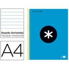 Cuaderno espiral a4 micro antartik tapa forrada 120h 90 gr horizontal 5 bandas 4 taladros color azul