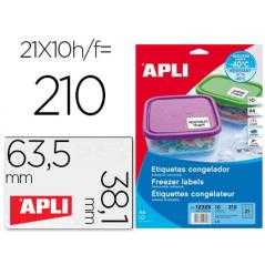 Etiqueta adhesiva apli 12328 tamaño 63,5x38,1 mm para congelados caja con 10 hojas a4 blancas directiva europea