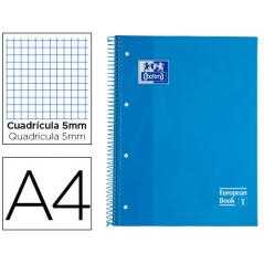 Bloc espiral oxford european book tapa extradura din a4 80 hojas cuadricula 5 mm color turquesa