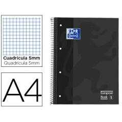 Bloc espiral oxford european book tapa extradura din a4 80 hojas cuadricula 5 mm color gris