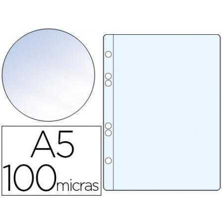 Funda multitaladro q-connect din a5 100 mc cristal 6 taladros