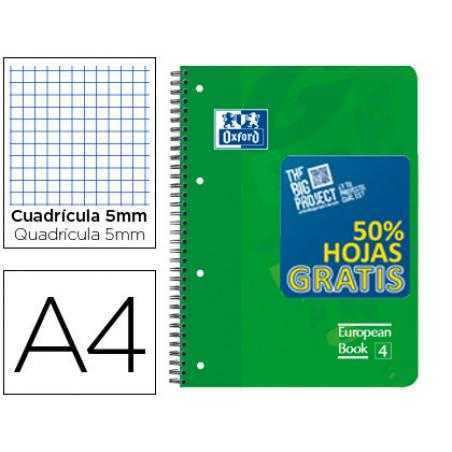 Bloc espiral oxford tapa plastico optik paper microperfdin a4 120 h 50% hojas gratis cuadros 5 mm con 3 separadores