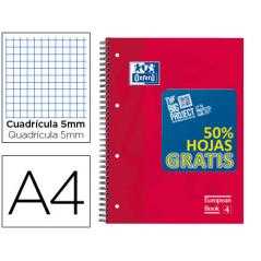 Bloc espiral oxford tapa extradura optik paper microperdin a4 120 h 50% hojas gratis cuadros 5 mm con 3 separadores